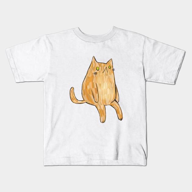 Sitting Cat Kids T-Shirt by LaGataLola